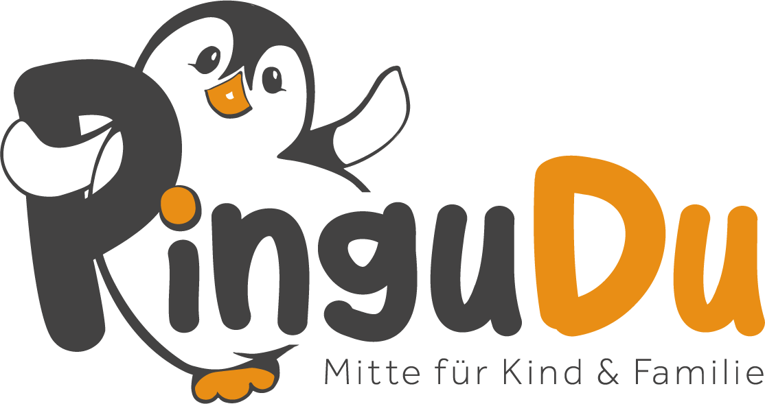 Logo Pingu Du Das Logo des Pingu Du mit einem Pinguin im Hintergrund.